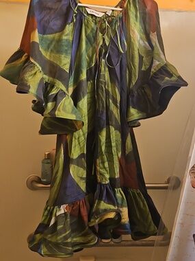 & Other Stories Olive Green Tie-Front Dress